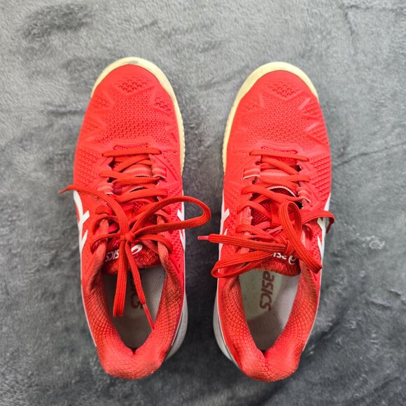 Asics Gel-Resolution 8 Tennis Shoes Womens 6 Red White Court Trainer - Picture 7 of 12